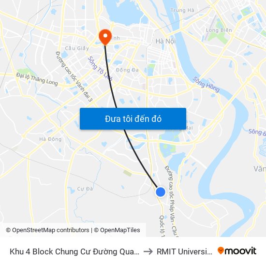 Khu 4 Block Chung Cư Đường Quang Lai (Chiều Đi) to RMIT University Hanoi map