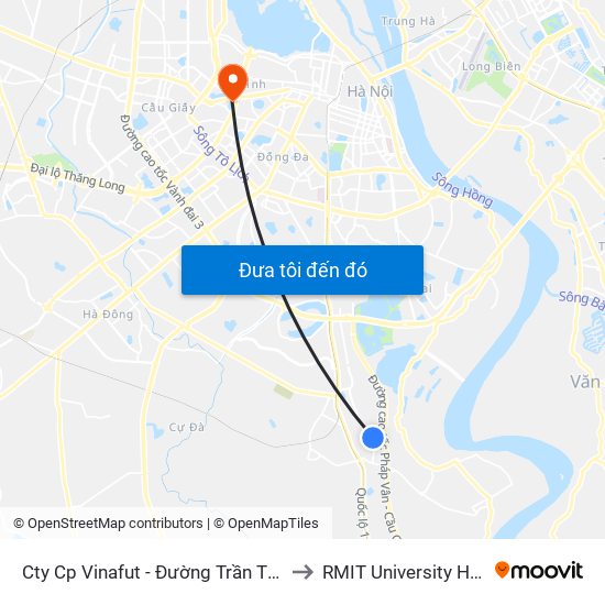 Cty Cp Vinafut - Đường Trần Thủ Độ to RMIT University Hanoi map