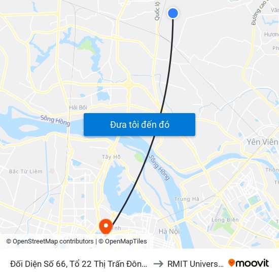 Đối Diện Số 66, Tổ 22 Thị Trấn Đông Anh, Đường Uy Nổ to RMIT University Hanoi map