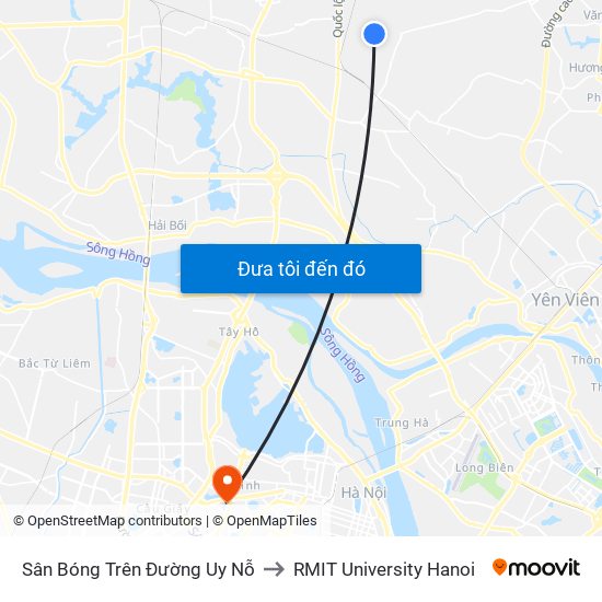 Sân Bóng Trên Đường Uy Nỗ to RMIT University Hanoi map