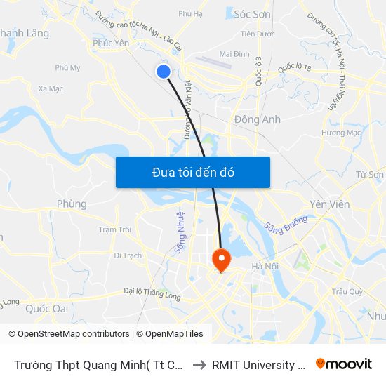Trường Thpt Quang Minh( Tt Chi Đông) to RMIT University Hanoi map
