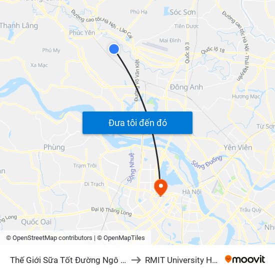 Thế Giới Sữa Tốt Đường Ngô Miên to RMIT University Hanoi map