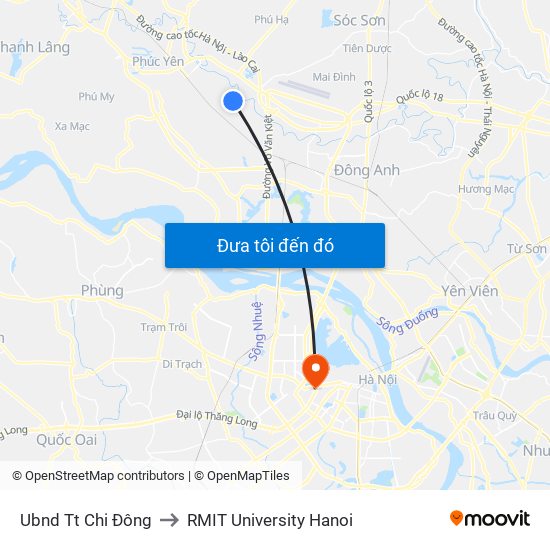 Ubnd Tt Chi Đông to RMIT University Hanoi map