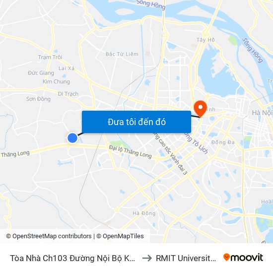 Tòa Nhà Ch103 Đường Nội Bộ Kđt Spendora to RMIT University Hanoi map