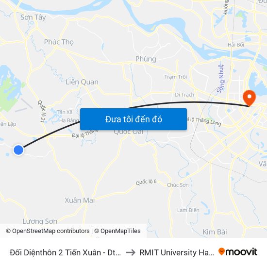 Đối Diệnthôn 2 Tiến Xuân - Dt446 to RMIT University Hanoi map