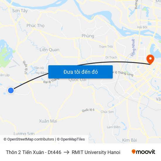 Thôn 2 Tiến Xuân - Dt446 to RMIT University Hanoi map