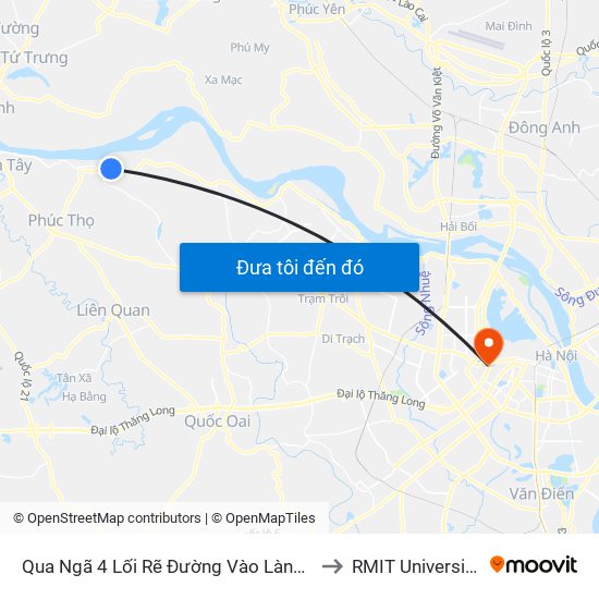 Qua Ngã 4  Lối Rẽ Đường Vào Làng Cẩm Đình 30m to RMIT University Hanoi map