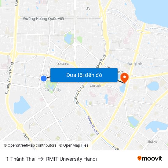 1 Thành Thái to RMIT University Hanoi map