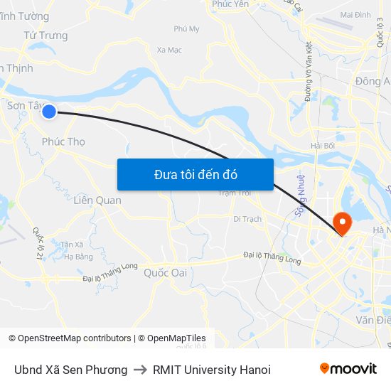 Ubnd Xã Sen Phương to RMIT University Hanoi map