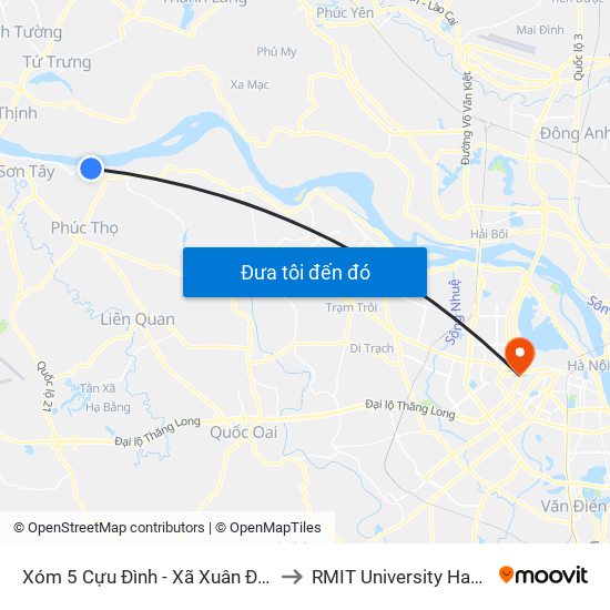 Xóm 5 Cựu Đình - Xã Xuân Đình to RMIT University Hanoi map