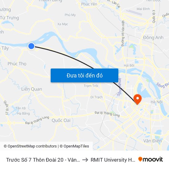 Trước Số 7 Thôn Đoài 20 - Vân Phúc to RMIT University Hanoi map