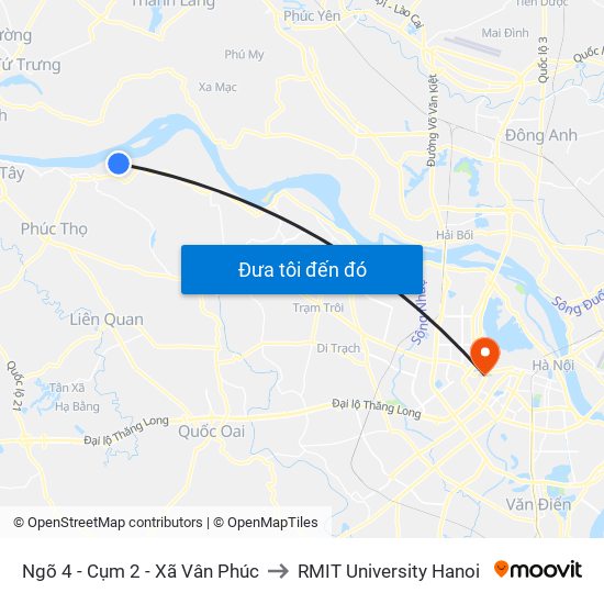 Ngõ 4 - Cụm 2 - Xã Vân Phúc to RMIT University Hanoi map