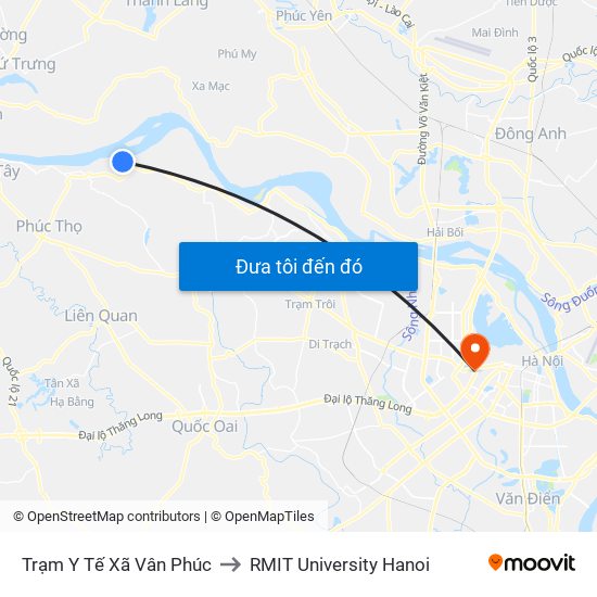 Trạm Y Tế Xã Vân Phúc to RMIT University Hanoi map