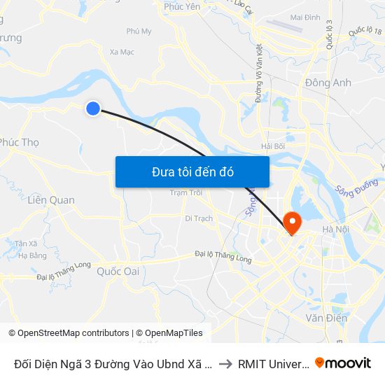 Đối Diện Ngã 3 Đường Vào Ubnd Xã Vân Hà - Huyện Phúc Thọ to RMIT University Hanoi map