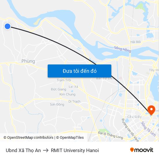 Ubnd Xã Thọ An to RMIT University Hanoi map