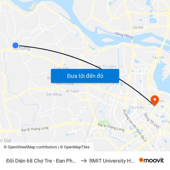 Đối Diện 68 Chợ Tre - Đan Phượng to RMIT University Hanoi map