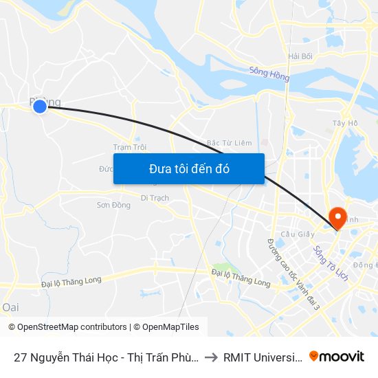 27 Nguyễn Thái Học - Thị Trấn Phùng - Đan Phượng to RMIT University Hanoi map