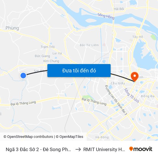Ngã 3 Đắc Sở 2 - Đê Song Phương to RMIT University Hanoi map