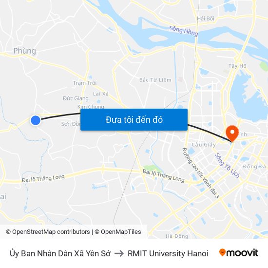 Ủy Ban Nhân Dân Xã Yên Sở to RMIT University Hanoi map