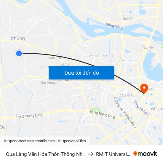 Qua Làng Văn Hóa Thôn Thống Nhất, Cát Quế 40m to RMIT University Hanoi map