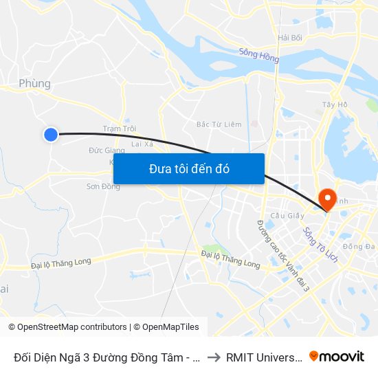 Đối Diện Ngã 3 Đường Đồng Tâm - Minh Khai, Cát Quế to RMIT University Hanoi map