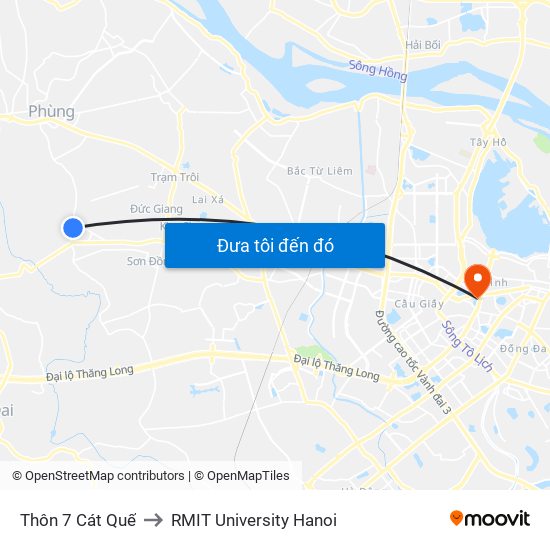 Thôn 7 Cát Quế to RMIT University Hanoi map