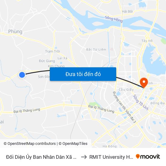 Đối Diện Ủy Ban Nhân Dân Xã Yên Sở to RMIT University Hanoi map