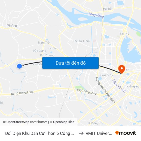 Đối Diện Khu Dân Cư Thôn 6 Cổng Cầu - Đê Song Phương to RMIT University Hanoi map