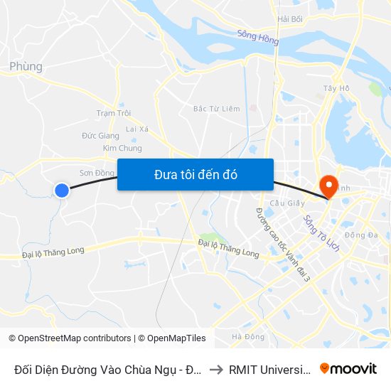 Đối Diện Đường Vào Chùa Ngụ - Đê Song Phương to RMIT University Hanoi map