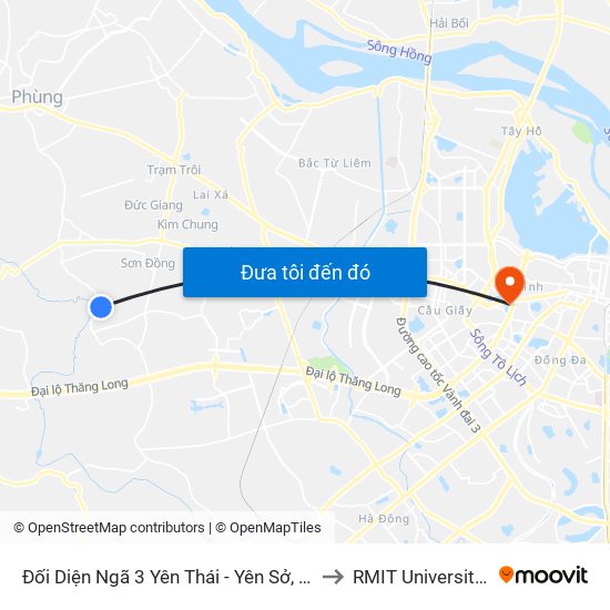 Đối Diện Ngã 3 Yên Thái - Yên Sở, Song Phương to RMIT University Hanoi map