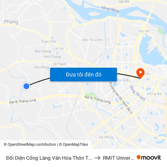Đối Diện Cổng Làng Văn Hóa Thôn Tiền Lệ - Đê Song Phương to RMIT University Hanoi map