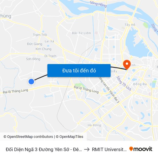 Đối Diện Ngã 3 Đường Yên Sở - Đê Song Phương to RMIT University Hanoi map