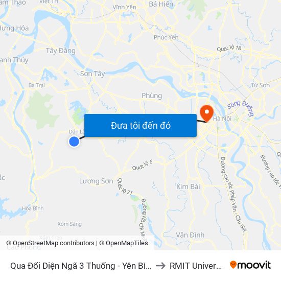 Qua Đối Diện Ngã 3 Thuống - Yên Bình - Thạch Thất 30m to RMIT University Hanoi map