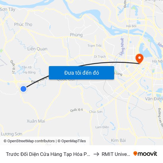 Trước Đối Diện Cửa Hàng Tạp Hóa Phương Tài - Thôn 7 - Phú Cát to RMIT University Hanoi map