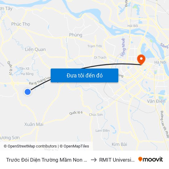 Trước Đói Diện Trường Mầm Non Xã Phú Cát 50m to RMIT University Hanoi map