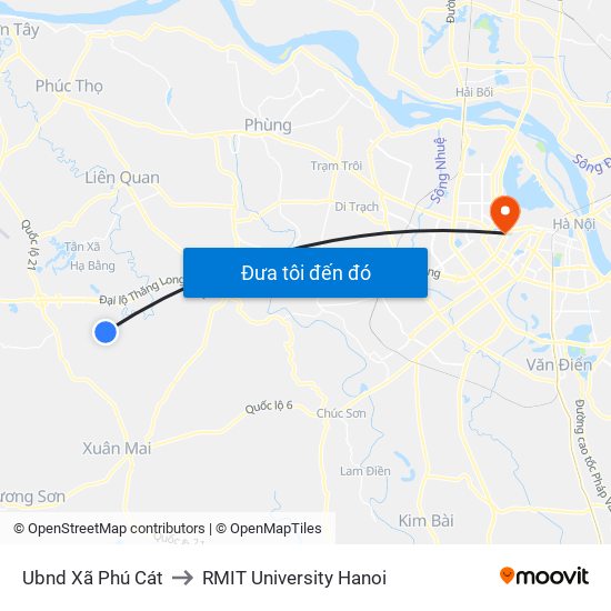 Ubnd Xã Phú Cát to RMIT University Hanoi map