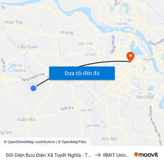 Đối Diện Bưu Điện Xã Tuyết Nghĩa - Thôn Đồng Sơn - Xã Tuyết Nghĩa to RMIT University Hanoi map