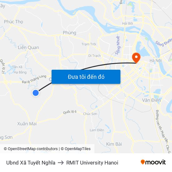 Ubnd Xã Tuyết Nghĩa to RMIT University Hanoi map