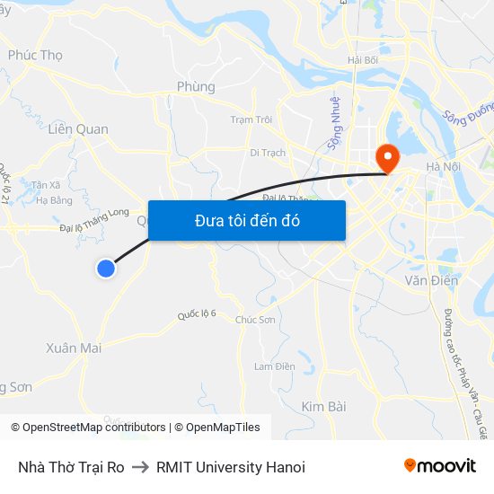 Nhà Thờ Trại Ro to RMIT University Hanoi map