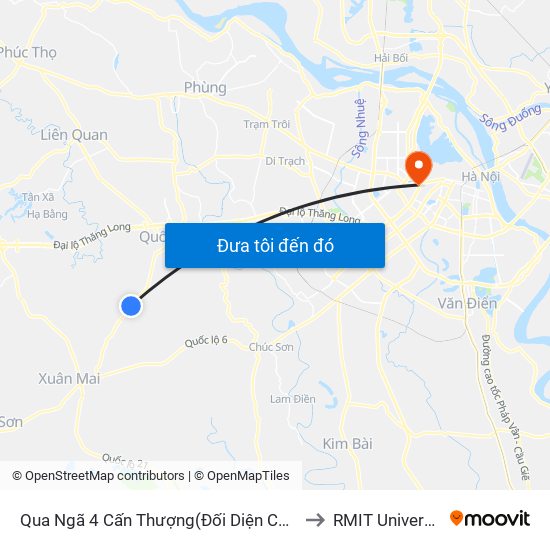 Qua Ngã 4 Cấn Thượng(Đối Diện Cổng Làng Phú Cường) to RMIT University Hanoi map