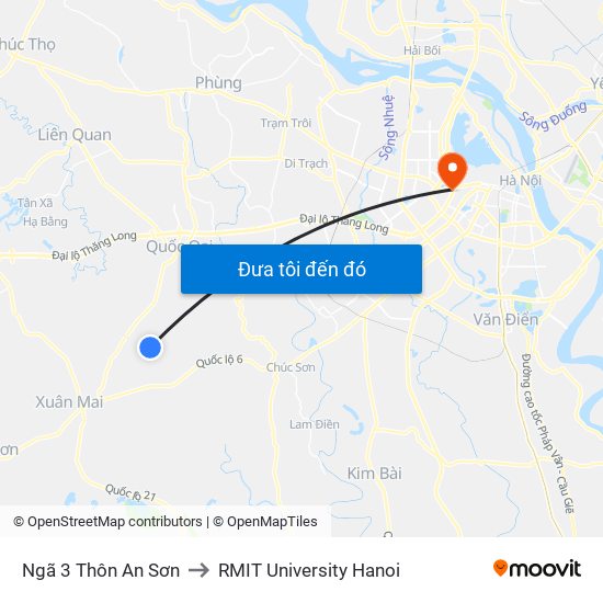 Ngã 3 Thôn An Sơn to RMIT University Hanoi map
