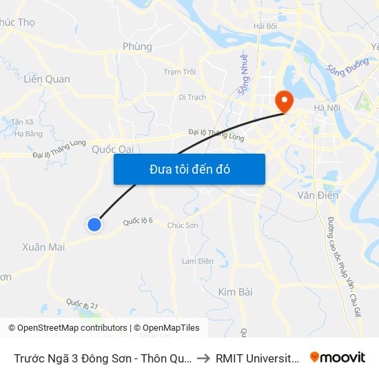 Trước Ngã 3 Đông Sơn - Thôn Quyết Thượng to RMIT University Hanoi map