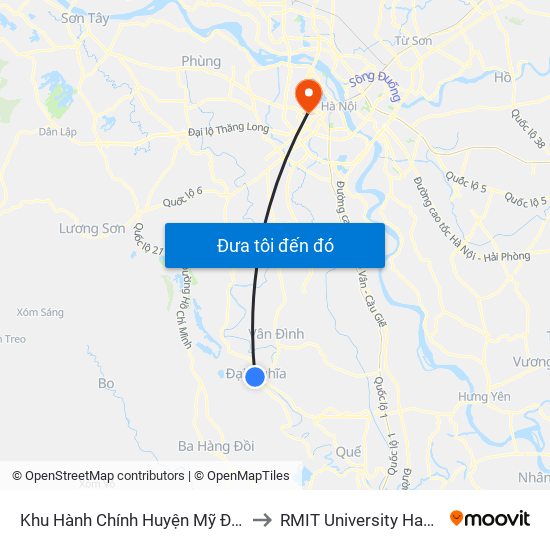 Khu Hành Chính Huyện Mỹ Đức to RMIT University Hanoi map