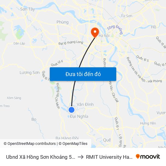 Ubnd Xã Hồng Sơn Khoảng 50m to RMIT University Hanoi map