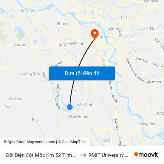 Đối Diện Cột Mốc Km 52 Tỉnh Lộ 419 to RMIT University Hanoi map