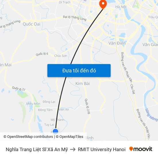 Nghĩa Trang Liệt Sĩ Xã An Mỹ to RMIT University Hanoi map