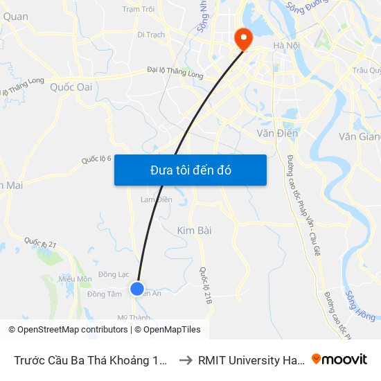 Trước Cầu Ba Thá Khoảng 150m to RMIT University Hanoi map