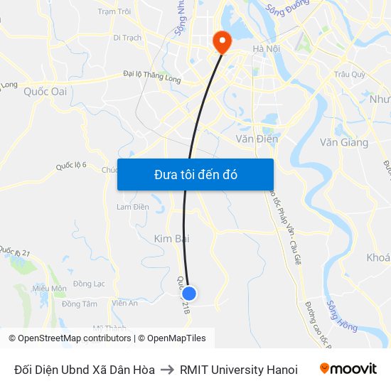 Đối Diện Ubnd Xã Dân Hòa to RMIT University Hanoi map