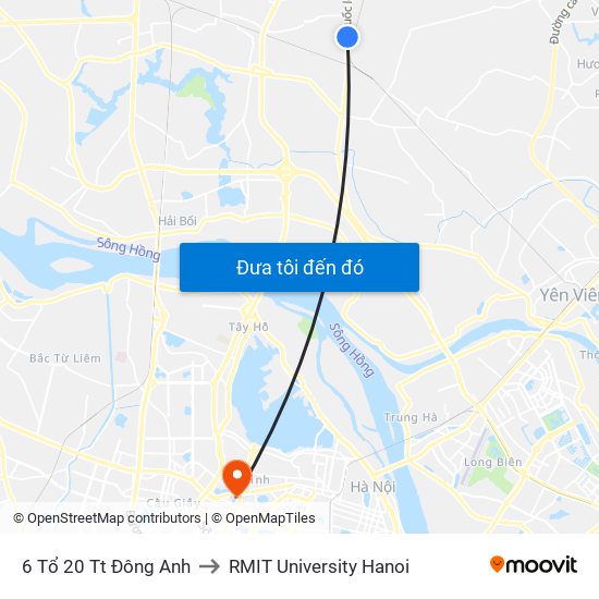 6 Tổ 20 Tt Đông Anh to RMIT University Hanoi map