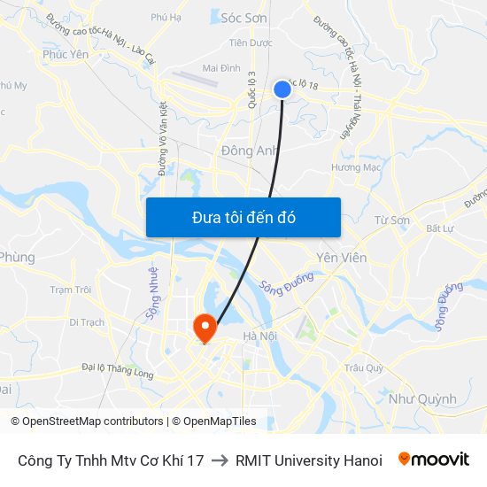 Công Ty Tnhh Mtv Cơ Khí 17 to RMIT University Hanoi map